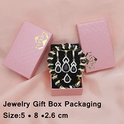 LMXXVJ Women Jewelry Set Platinum Plated Necklace Open Ring Earrings Bracelet Set,Birthday/Anniversary Mother’s Day Jewelry Gifts for Mom/Wife/Sister/Best Friend - color: Yellow Gold-Black