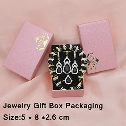 LMXXVJ Women Jewelry Set Platinum Plated Necklace Open Ring Earrings Bracelet Set,Birthday/Anniversary Mother’s Day Jewelry Gifts for Mom/Wife/Sister/Best Friend - color: Yellow Gold-Black
