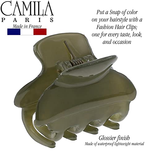 Camila Paris CP3556 French Small Hair Clips for Women, 1.5" Small Claw Clip Fashion Styling Mini Hair Clip Accessories for Women, Strong Hold No Slip Grip Cute Claw Clips, Made in France - color: Green 1.5"
