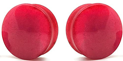 Red agate Natural Stone Ear Gauges - size: 22MM - 7/8 INCH