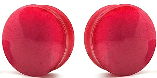 Red agate Natural Stone Ear Gauges - size: 10MM - 00 GAUGE