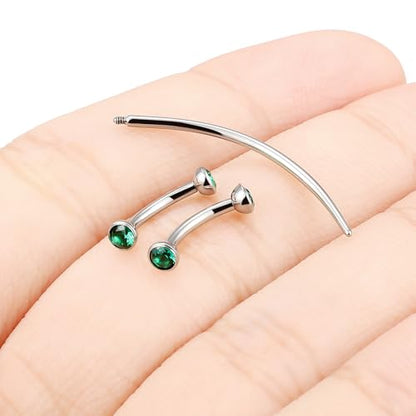 F136 Titanium 16g 6/8/10mm Eyebrow/Rook/Snug/Vertical-Labret/VCH/Snake-Eyes/Anti-Tragus/Christina/Daith/Belly-Button/Bridge/Hood/Surface Curved Barbell Piercing Jewelry for Women Men - color: Green, size: 8 mm (5/16 in)