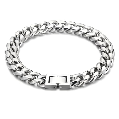 Cuban Link Bracelet for Men, 10mm Wide, Smooth Exquisite Casual Cuba Mens Cuff Jewelry Gift - size: 9 in
