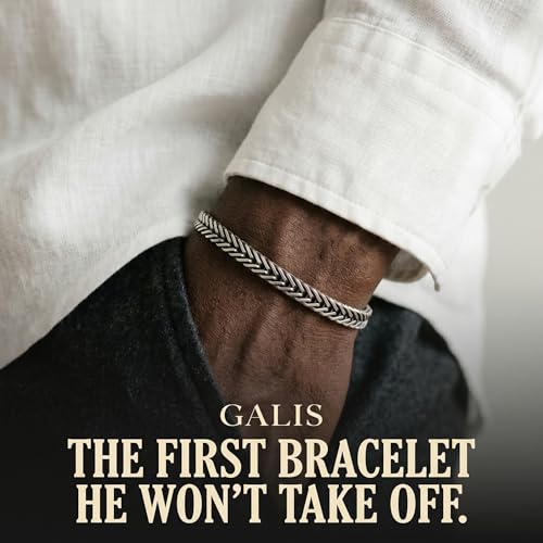 Galis Chain Bracelets For Men - Premium Stainless Steel, Silver, Gold Plated Non Tarnish - Mens Jewelry, Fathers Day Gift - color: Silver, size: 7 Inches