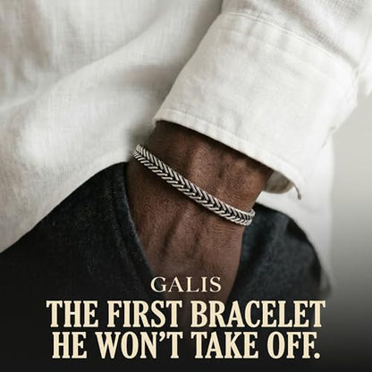 Galis Chain Bracelets For Men - Premium Stainless Steel, Silver, Gold Plated Non Tarnish - Mens Jewelry, Fathers Day Gift - color: Silver, size: 7 Inches