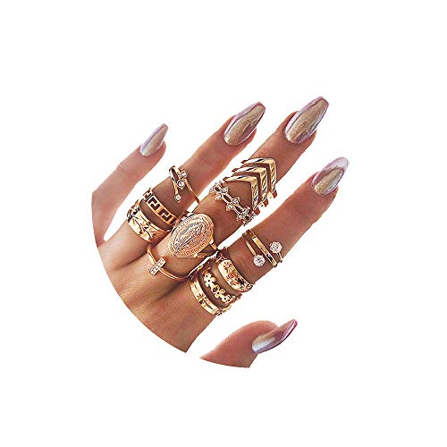 CSIYANJRY99 Gold Finger Rings for Women,Gold Knuckle Rings Set for Women Boho Vintage Finger Jewelry Stackable Midi Rings Multiple Rings Bulk Pack