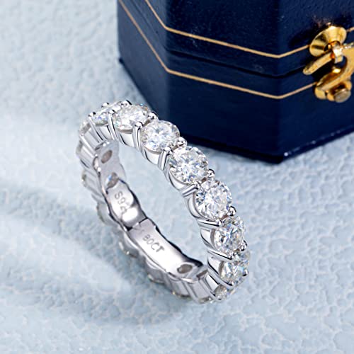 Eternity Ring for Women 18K White Gold Plated Sterling Silver Rings Round Cut Cubic Zirconia Wedding Rings