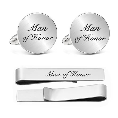 Kooer Personalized Men's Wedding Cufflinks, Custom Father Of The Bride Cuff Links Jewelry Gift For Men Him Groom Groomsman - style: Man of Honor