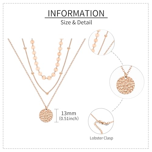 MONGAS Boho Layered Necklace Sterling Silver Triple 3 Stacked Vertical Bar Triangle Long Layering Necklaces Christmas Jewelry Gifts for Women - style: Rose gold
