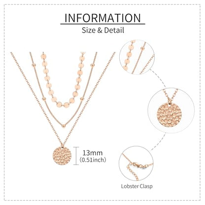 MONGAS Boho Layered Necklace Sterling Silver Triple 3 Stacked Vertical Bar Triangle Long Layering Necklaces Christmas Jewelry Gifts for Women - style: Rose gold