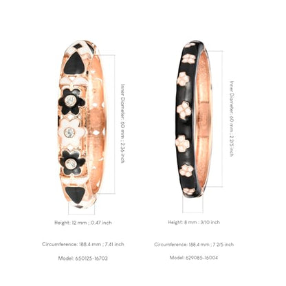 UJOY Womens Multi-Colors Cloisonne Bracelet Plated Flower Hollowed Enameled Hinged Cuff Bangles Jewelry Gift 88A10 - color: 3 Pcs/Set-Black-A18