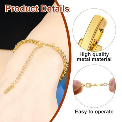 Foldover Clasp Extender Foldover Extension Jewelry Clasps 4 Pcs Gold Plated Fold Over Clasp Necklace Extension Clasps Metal Bracelets Extenders Small Fastener for Women Jewelry Making Repair Kit