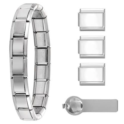 papasgix Italian Charm Bracelets, 9mm Italian Charm Bracelet Links | 9mm Stainless Steel Italian Charms, Detachable Personalized - color: Silver