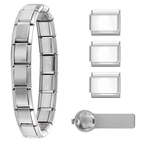 papasgix Italian Charm Bracelets, 9mm Italian Charm Bracelet Links | 9mm Stainless Steel Italian Charms, Detachable Personalized - color: Silver