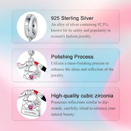 Bible Family Mom Wife Love Heart Dangle Charm 925 Sterling Silver Charms fits Bracelets and Necklace Pendant Bead Charms Jewelry Present for Women Family Friends - style: Love Shopping Charm