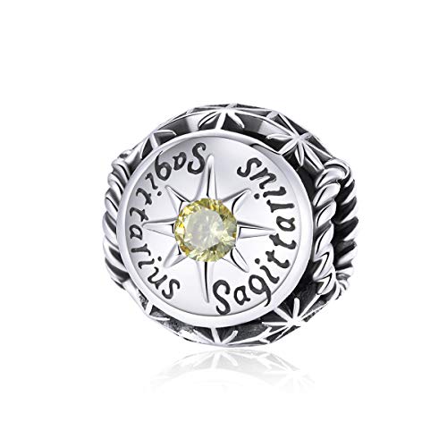 Zodiac Sign Charm fit Charms Bracelet 925 Sterling Silver Charm Birthday Charm 12 Constellations Charms For pandora Bracelets - color: Sagittarius