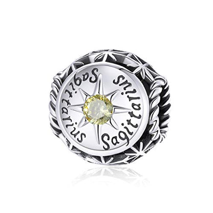 Zodiac Sign Charm fit Charms Bracelet 925 Sterling Silver Charm Birthday Charm 12 Constellations Charms For pandora Bracelets - color: Sagittarius