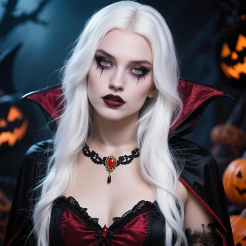 Vampire Choker Necklace for Women Gothic Lace Choker Necklace Y2K Goth Red Black Zirconia Pendant Necklaces Halloween Dark Bridal Vampire Costume Jewelry Accessories - style: Style-A