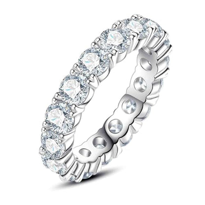 Cubic Zirconia Eternity Band Ring Round Cut/Cushion Cut 5A Grade D Color Simulant Diamond CZ Wedding Band Promise Anniversary Ring for Women - color: Round Cut