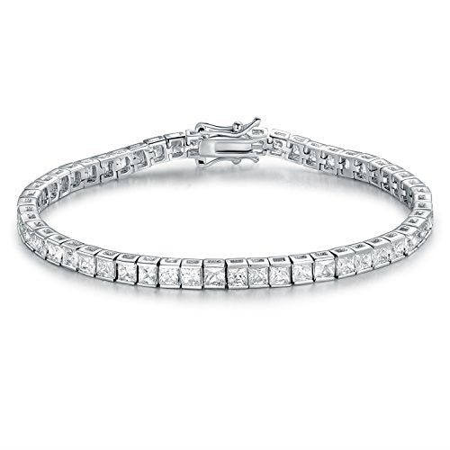 14K White Gold Plated 3.0mm Bracelet Classic Hypoallergenic Cubic Zirconia Tennis Bracelet for Women 6.0-8.5 Inch - size: 7.5 inch