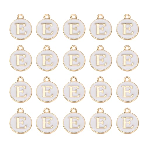 MECCANIXITY Pendants Letter Charm Initial Charm Double Sided Alphabet for DIY Necklace Bracelet Earrings Jewelry Making - style: E