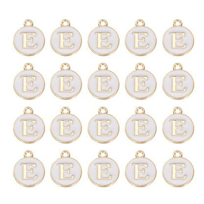 MECCANIXITY Pendants Letter Charm Initial Charm Double Sided Alphabet for DIY Necklace Bracelet Earrings Jewelry Making - style: E