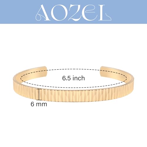 AOZEL Gold Bangle Cuff Bracelets for Women Trendy Chunky Adjustable Twist Love Textured Bracelet Jewelry Gifts - color: Gold Textured
