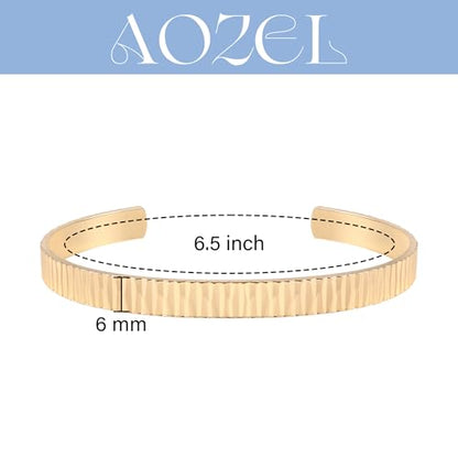 AOZEL Gold Bangle Cuff Bracelets for Women Trendy Chunky Adjustable Twist Love Textured Bracelet Jewelry Gifts - color: Gold Textured