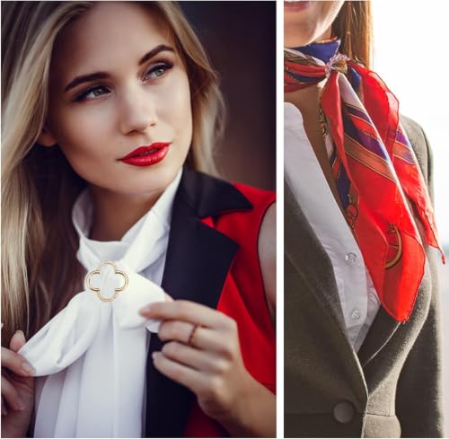 6PCS Scarf Ring Clips for Women – Fashionable Metal Round Circle Shirt Clip Buckles, T-Shirt Ties Clips, Clothing Ring Wrap Holders for Scarves, Shirts, Belts, and Hats – Durable Zinc Alloy, Elegant Gold Finish