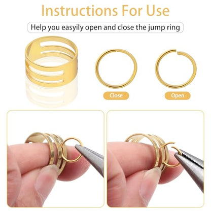 1503Pcs Gold Jump Rings for Jewelry Making Supplies Necklace Clasps Kit with Open Tools Pliers Tweezers and Lobster Clasps for Jewelry Tools Repair Kit - color: gold11