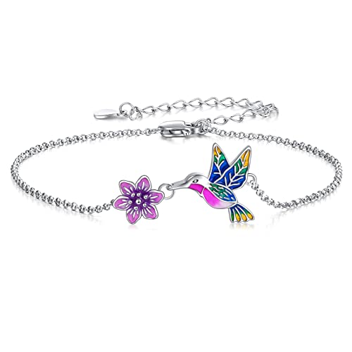 YAFEINI Anklet Bracelets for Women Girls Sterling Silver Hummingbird/Dragonfly/Butterfly Link Chain Anklets Jewelry Gifts - color: Hummingbird chain anklet