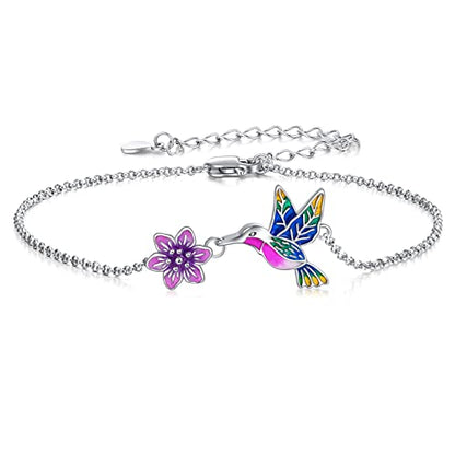 YAFEINI Anklet Bracelets for Women Girls Sterling Silver Hummingbird/Dragonfly/Butterfly Link Chain Anklets Jewelry Gifts - color: Hummingbird chain anklet