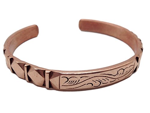 Healing Lama™ Hand Forged 100% Copper Bracelet. Made with Solid and High Gauge Pure Copper. - style: Carved
