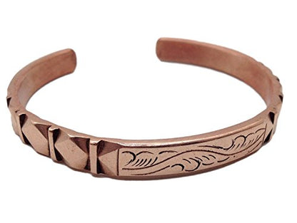 Healing Lama™ Hand Forged 100% Copper Bracelet. Made with Solid and High Gauge Pure Copper. - style: Carved