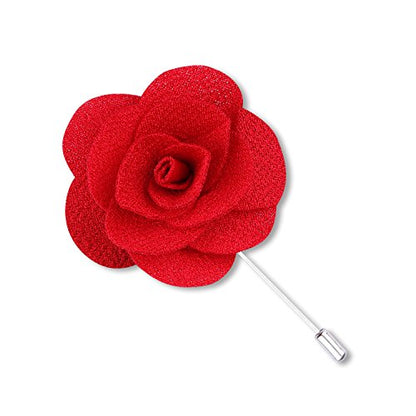 12 Pcs Flower Lapel Pins, Handmade Camellia Flower Boutonniere for Men Women Suit Wedding Party - color: 12X Red
