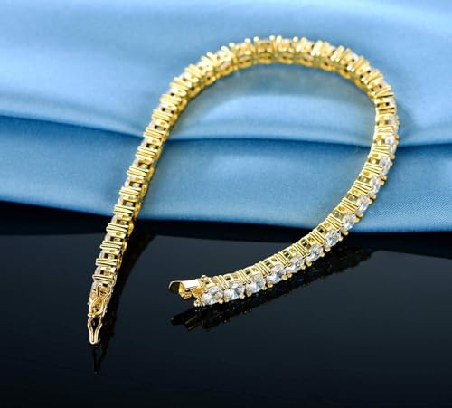 4mm Tennis Bracelets for Women - 4mm Round Cut Cubic Zirconia with 18K White Gold Plated, Classic Diamond Tennis Bracelet for Women/Men,Size 6/6.5/7/7.5/8/8.5/9 inch - size: 8.5 inch
