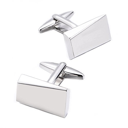 Cufflinks for Men, Stainless Steel Cuff Links Mens for Wedding Business Gifts, Silver, Black, Gold - color: Silver