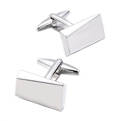 Cufflinks for Men, Stainless Steel Cuff Links Mens for Wedding Business Gifts, Silver, Black, Gold - color: Silver