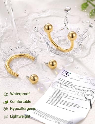 ORAZIO Half Huggie Earrings Jacket Pack for Women Backless Hoop Earring 18G | Hypoallergenic Surgical Steel Arc Hoop Backless No Back Stacks Set Small CZ Screwback Studs Jewelry Gift for Women Men Trendy - color: Gold Plated-Style1 Round
