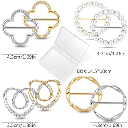 8PCS Scarf Ring Clip T-shirt Ties Clips for Women Fashion Metal Corner Knotted Clip Buckle Clothing Ring Wrap Holder