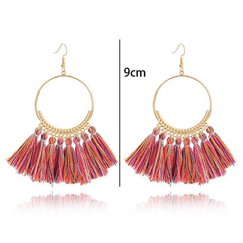 Bohemian Tassel Earrings for Women Colorful Fringe Statement Earrings 12 Pairs