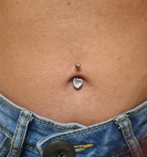 QWALIT Belly Button Rings 14G Surgical Steel Belly Rings CZ Opal Navel Piercing Jewelry for Women Girls 3/8" 10mm Silver Rose Gold - color: A16-3pcs-silver