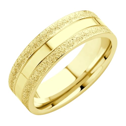 555Jewelry 4mm Sandblast Stainless Steel CZ Wedding Band Ring for Women & Men - color: Gold Style 8