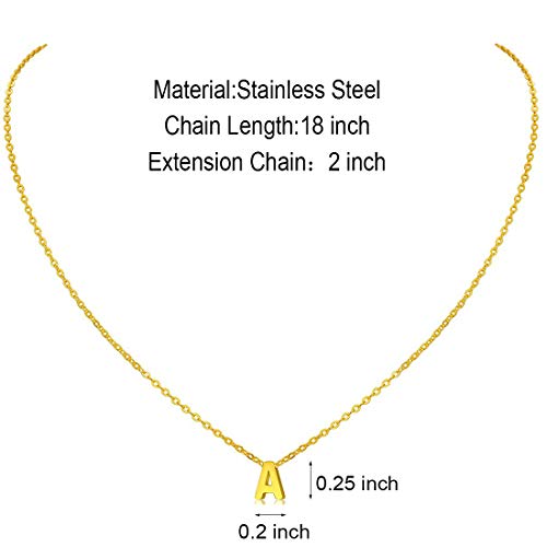 MOMOL Tiny Initial Necklace 18K Gold Plated Small Letter Necklace Personalized Name Necklace for Women - color: Gold A