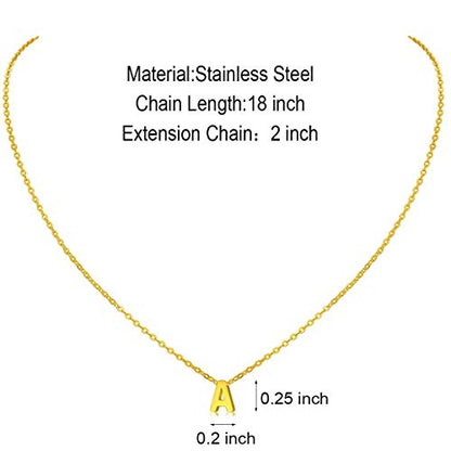 MOMOL Tiny Initial Necklace 18K Gold Plated Small Letter Necklace Personalized Name Necklace for Women - color: Gold A