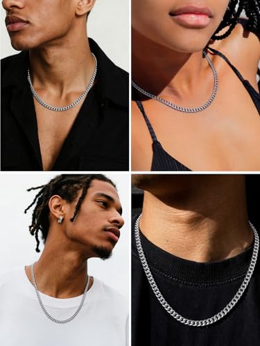 U7 Cuban Link Chain for Men, Stainless Steel Chain Necklace with Gift Box - color: a. 6mm Steel, size: 26 Inch