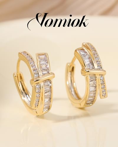 Gold Silver Huggie Hoop Earrings for Women 18K Gold & Sterling Silver Plated Cubic Zirconia Hoop Earrings Double Small Huggie Earring Lightweight Hypoallergenic Trendy Jewelry Gift - color: 01-CZ Gold