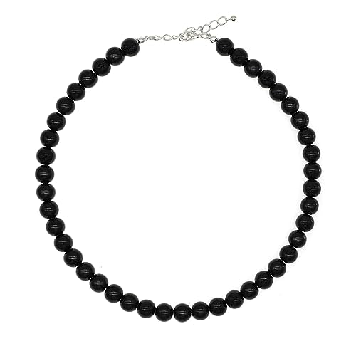 Long Simulated 10mm AAA Pearl Strand Necklace for Women Multicolor Pearl Choker Necklace 1920s Pearl Statement Necklace Costume Jewelry - color: 10mm Black