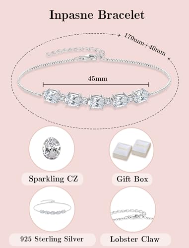 Cubic Zirconia Jewelry Set for Women 925 Sterling Silver Oval Cut Necklace Earrings Bracelet April Birthstone Jewelry for Her