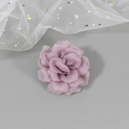 Rose Flower Brooches and Clips for Women | Lavender Hair Clips & Flower Pins | Hat & Lapel Pins, 3.1 Inches - color: Lavender